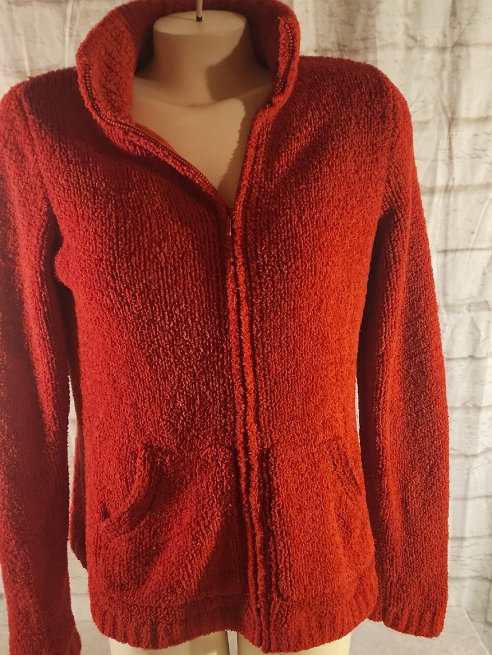 Eddie Bauer Plush Deep Red Teddy Zip-Up Jacket - Picture 6 of 11